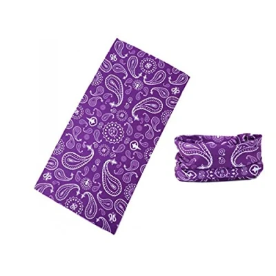Image of Lizzy Multi functional Head wear Bandana Face Cover Unisex One Size Fits Most Neck Tube Snood Scarf Reusable UK (Purple Paisley)
