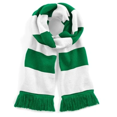 Image of Beechfield Stadium Scarf Stylish Accessory for Keeping Warm Kelly Green/White