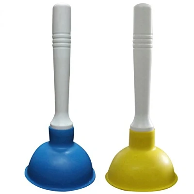Image of Condello Casa Small Plunger Pump Liquid Plumber Clog Remover Cleaner Unclogger Tool for Toilet,Kitchen Sink Drain,Bathroom Shower Tub With Portable 4 Inch Cup and 9 Handle (Blue+Yellow)
