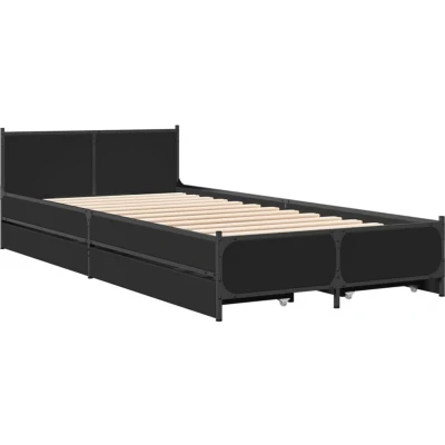 Image of vidaXL Bed Frame with Drawers without Mattress Black 90x200 cm