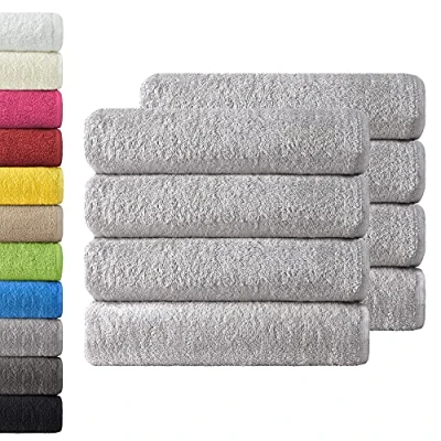 Image of NatureMark Pack of 8 Terry Towels, Hand Towel Set, 50 x 100 cm, Silver Grey, 100% Cotton