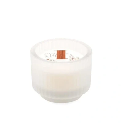 Image of Paddywax Holiday Candles Cypress &amp; Fir Frosted Glass Wood Wick Luxury Artisan Scented Candle, 141g, White