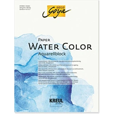 Image of Kreul 10014240 Paper Water Colour, Watercolour Pad, 20 Sheets, Approx. 30 x 40 cm, Multicoloured