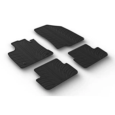 Image of Gledring 0841 Set of Rubber Mats Suitable for Dacia Sandero III 2020 Including Stepway (T Profile 4 Pieces + Mounting Clips) Black