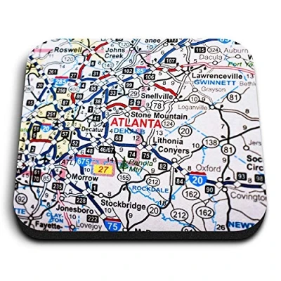 Image of 1 x Square MDF Fridge Magnet Atlanta Georgia America USA Travel Map 44157