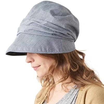 Image of CHARM Womens Summer Sun Hat Organic Cotton Chemo Wide Brim Cap SPF Protection Navy