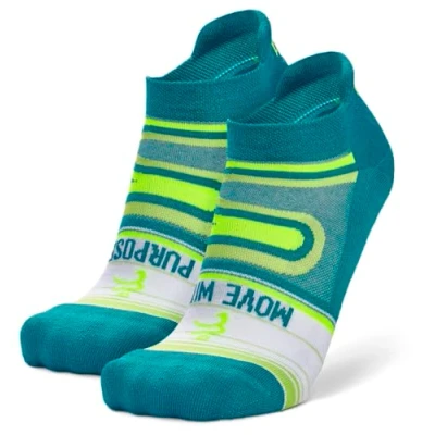 Image of Balega Grit &amp; Grace Move with Purpose running socks Moisture wicking, cushioned, and designed for ultimate comfort fit Blue/Lime, UK Size Medium