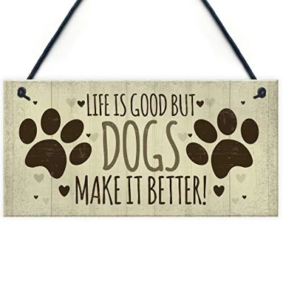 Image of RED OCEAN Funny Dog Signs For Home Hanging Wall Plaque Sign Xmas Gift Lovers