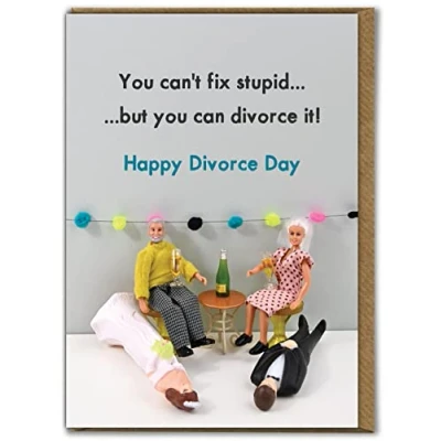 Image of Bold &amp; Bright Funny Divorced Card &#039;Divorce Day&#039; Divorce Celebration Congratulations Cheeky Cards For Men Women Novelty Humour Him Her Friends Mates