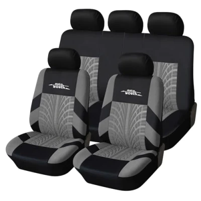 Image of AUTOYOUTH Car Seat Covers Universal Fit Full Set Protectors Tire Tracks Accessories Gray