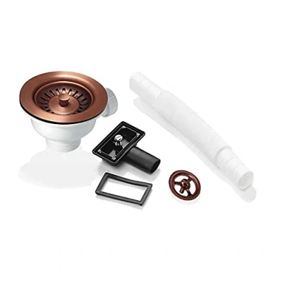 Image of 90mm Antique Copper Waste &amp; Overflow for Astini RAK Rangemaster Ceramic Sink