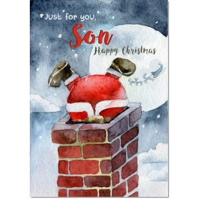 Image of doodlecards Son Christmas Card Santa Chimney Large A4 Size for with Plain Envelope