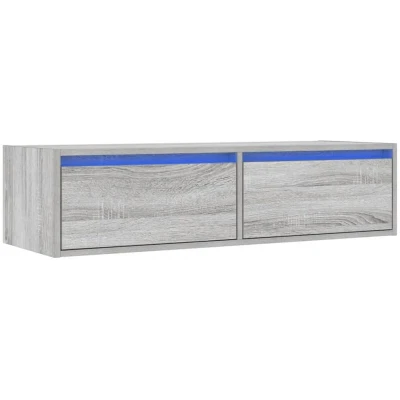 Image of vidaXL TV cabinet/entertainment stand grey sonoma engineered wood media console with LED lighting 100x35.5x25 cm for living room/office