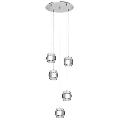 Image of Khalifa Ceiling Cluster Pendant 5 X 6W LED 3000K Line Polished Chrome, Glass, 5400lm,