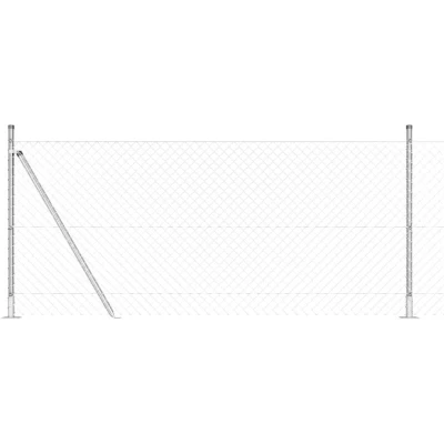 Image of vidaXL Chain Link Fence Set of 2 Galvanised steel 25 x 0.8 m