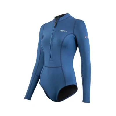 Image of ZONE3 Women&#039;s Yulex Long Sleeve Swim Suit/Sustianble Swimwear Made of Natural Rubber/One Piece Swimsuit Navy