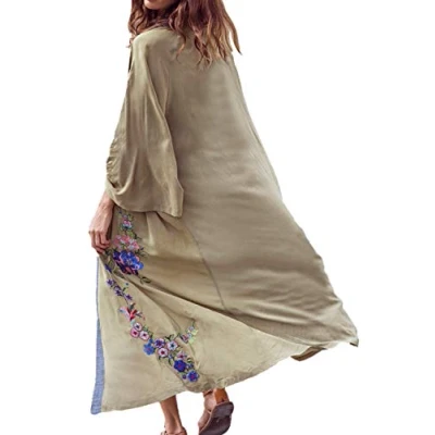 Image of YouKD Wemon&#039;s Summer Long Cardigan Maxi Kimono Dress Bohemian Swimsuit Beach Cover Up Robes
