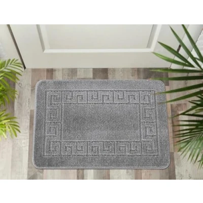 Image of THL Non Slip Rug Gel Backed Runner Carpet Plain Solid Colour Normal Pile Floor Mat Door (Dark Grey, 50 x 80 cm)