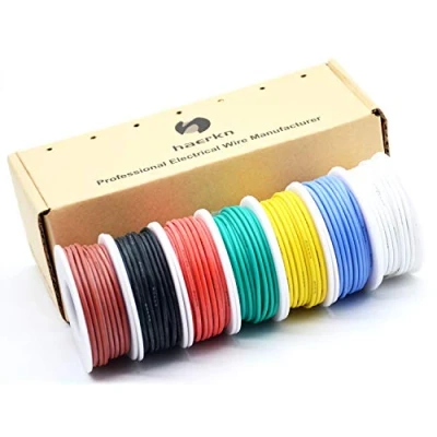 Image of 22awg 0.32mm² Silicone Electrical wire Cable 7 Colors (8Meters/26.3ft each) 22 gauge HookUp wires electronics kit stranded Tinned Copper Flexible and soft for DIY