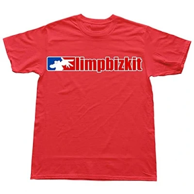 Image of lishen Men&#039;s Artist Screw Neck Limp Bizkit T Shirt Red XXL