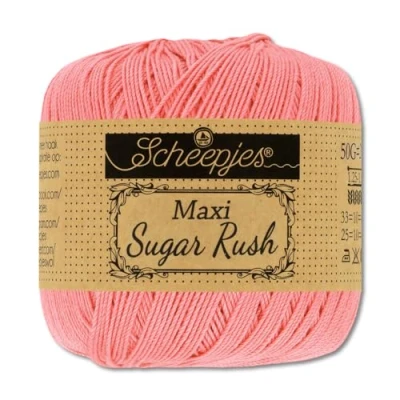 Image of Frida&#039;s Wollhaus Scheepjes 50 g Maxi Sugar Rush Crochet Yarn Fillet Cotton 87 Colours (409 Soft Pink)