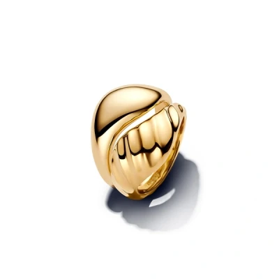 Image of Pandora Gold Rippled Stacking Rings 54 Ring