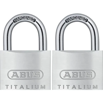 Image of ABUS Titalium 54TI/40 padlock set of 2, keyed alike basement lock with body made special aluminium hardened steel shackle security level 4