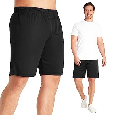 Image of CityComfort Mens Activewear Shorts, Lightweight Breathable Pull On Gym Shorts (Black, 2XL)