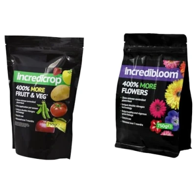 Image of Incredibloom and Incredicrop Duo Pack Vegan Friendly Easy to Use Ideal for Flower, Fruit &amp; Vegetables Cost effective Long lasting 2x 750g by Thompson Morgan