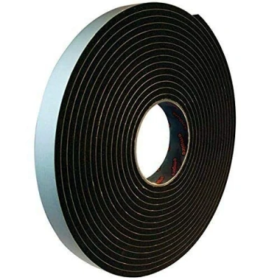 Image of Original Organics Single Sided Black Polyethylene Foam Adhesive Strip Tape 15 Meters x 19mm Wide 4mm Thick suitable for gaskets in the HVAC industry
