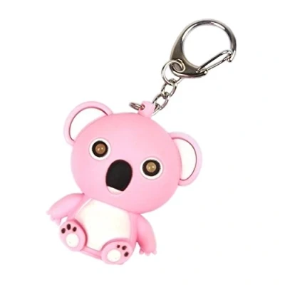 Image of Steellwingsf Lovely Cartoon Koala LED Sound Keyring Car Key Chain Handbag Hanging Decor Gift Toy (Pink)
