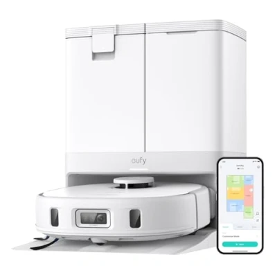 Image of eufy X10 Pro Omni Robot Vacuum Cleaner with Mop, 8000Pa, Dual Mops 12 mm Auto Lift &amp; Carpet Detection, AI Obstacle Avoidance, Mop Washing, Self Drying, Emptying, Refilling (White)