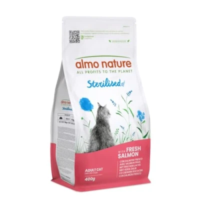 Image of Almo Nature Functional Sterilised Dry Cat Food with Salmon, 400g