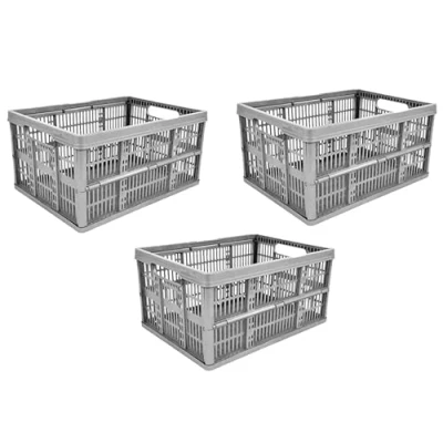 Image of 32L Folding Crate Stackable &amp; Collapsible Foldable Plastic Storage Basket HomeXpress® (3)