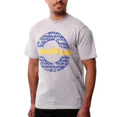 Image of Goodyear Workwear Mens Distressed Logo Print Work T Shirt, Grey Marl, 2XL