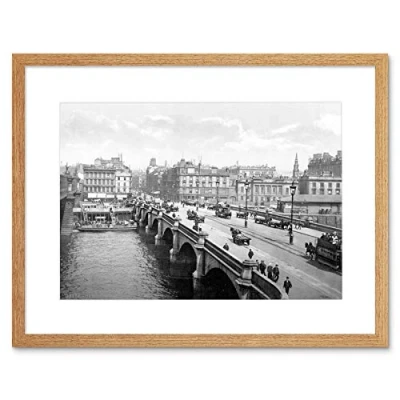 Image of Wee Blue Coo Vintage Photo Glasgow Bridge Scotland Framed Wall Art Print