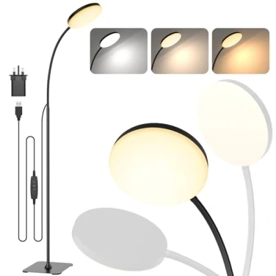 Image of Mojimdo LED Floor Lamp, 10W Reading Standing Lamps with 3 Color Temperature &amp; 5 Brightness Levels, Dimmable Lamp for Living Room, Bedroom, Office