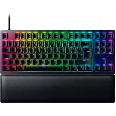 Image of Razer Huntsman V2 Tenkeyless (Red Switch) Optical Gaming Keyboard (Linear Switches Gen 2, Doubleshot PBT Keycaps, Ergonomic Wrist Rest) UK Layout Black