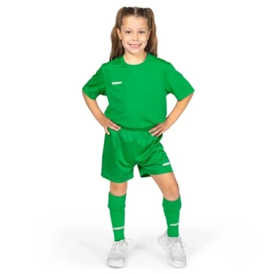 Image of FORZA Kids&#039; Classic Short Sleeve Football Kit Complete Set with Shirt, Shorts &amp; Socks for Boys Girls (UK, Age, 5 Years, 6 Regular, Green)