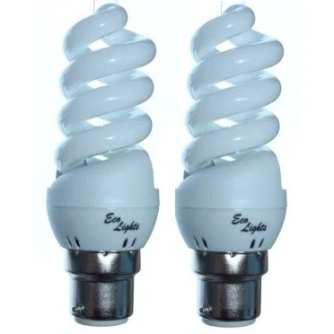 Image of Eco Lights New Compact Mini Range 11 WATT BC Daylight Energy Saver Twin Pack Full Spectrum Bulbs