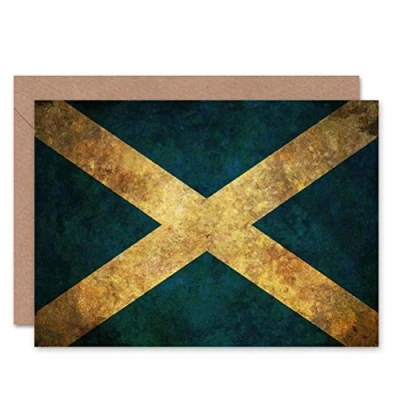 Image of Wee Blue Coo SCOTLAND FLAG GRUNGE BLANK GREETINGS BIRTHDAY CARD ART