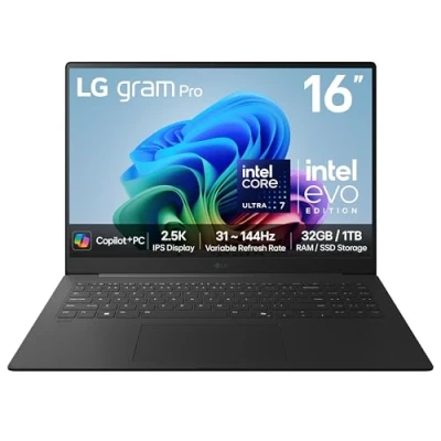 Image of Lg Gram Pro Ai 16 Inch Intel Core Ultra 7 258V 32GB Ram 1TB SSD ARC Graphics Windows 11 Home Notebook