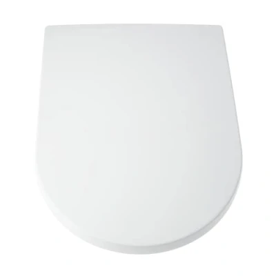 Image of Blue Canyon D Shaped Duroplastic Toilet Seat with Non Slip Bumpers &amp; Heavy Duty Stainless Steel Hinges Soft Close One Button Quick Release Seats Universal Fixings (White)