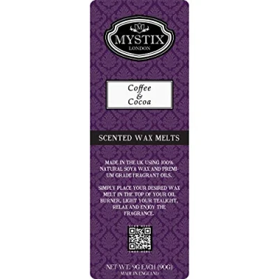 Image of Mystix London Coffee &amp; Cocoa Wax Melts Clamshell 90g (10 Cubes) 100% Natural SOYA Long lasting Fragrance for Aromatherapy Soothing Atmosphere
