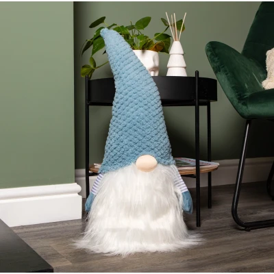 Image of Samuel ALEXANDER 65cm Blue Sitting Christmas Gonk Decoration with Knitted Hat