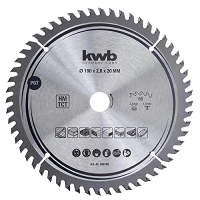 Image of kwb 586768 Joiner&#039;s Circular Saw Blade, Wood/Hardwood, 190 x 20 mm cuts, high Number, 56 Teeth Z 56, Precision Blade fine,