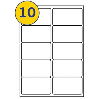Image of LABELS4U 50 Sheets A4, 10 Labels per Sheet, Size 99.1 x 57mm (500 Labels)