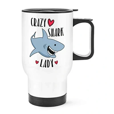 Image of Crazy Shark Lady Travel Mug Cup with Handle