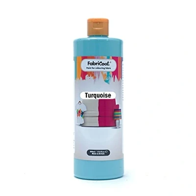 Image of FabriCoat Fabric Paint Used for Restoring or Changing the Colour of Upholstery, Soft Furnishings, Car Interiors, Clothing, &amp; Footwear. (500ml, Turquoise)