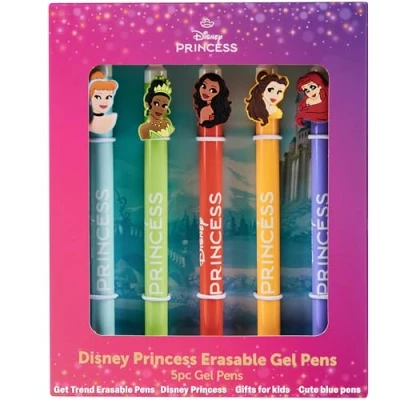 Image of Get Trend Disney Princess Pens 5 Pack Erasable Gel Cinderella Ariel School Supplies Stationery Set Rollerball with Blue Ink Gifts for Girls (Princess)